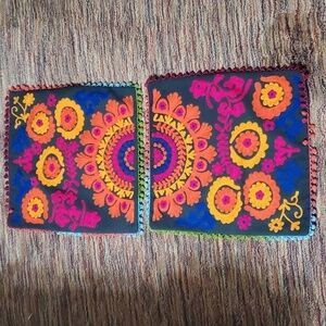 Boho Embroidered Accent Pillow Cases 16 x 16 inches